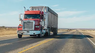 Semi-truck on an open highway.