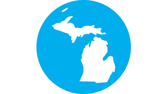 State of Michigan cyan circle graphic