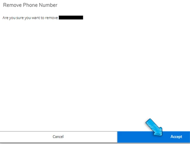 Remove Phone Number screen