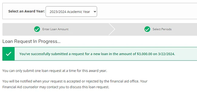 Loan Submit Success screenshot