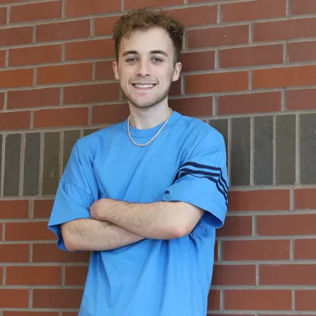 Logan hangs out on the Mt. Pleasant Campus.