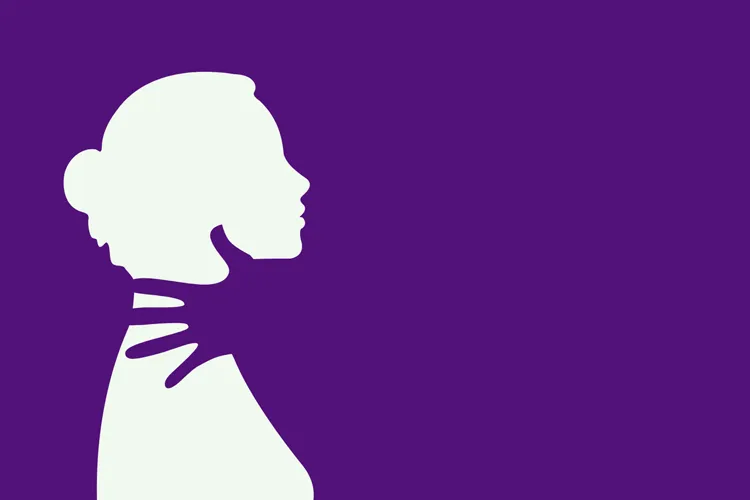 Silhouette on purple background