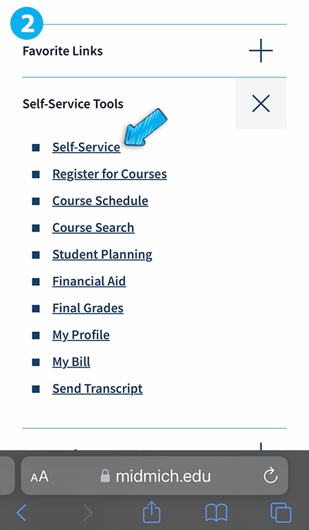 Select Self-Service Menu screenshot
