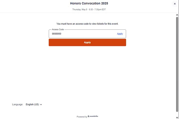 Click Apply to redeem your unique access code