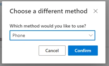 Choose Different Method screen