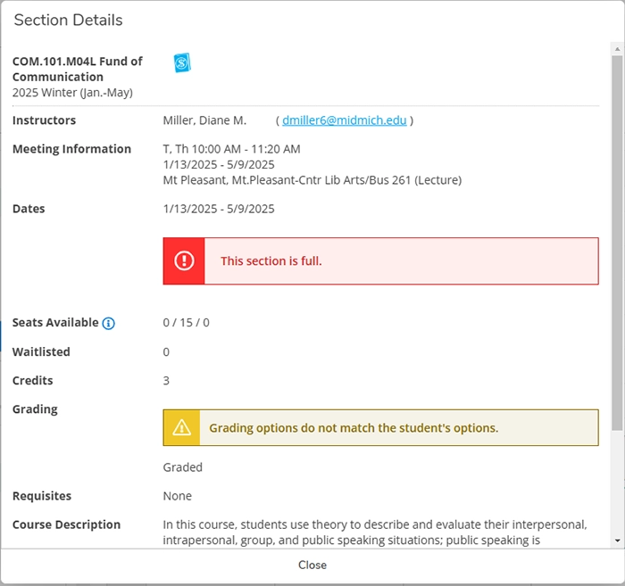 section details screenshot popup view