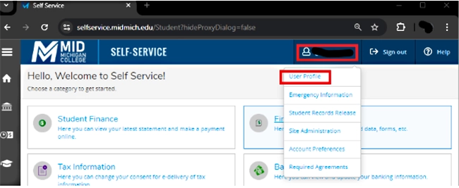 Self Service login guide screenshot