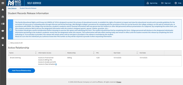 add person relationship screen