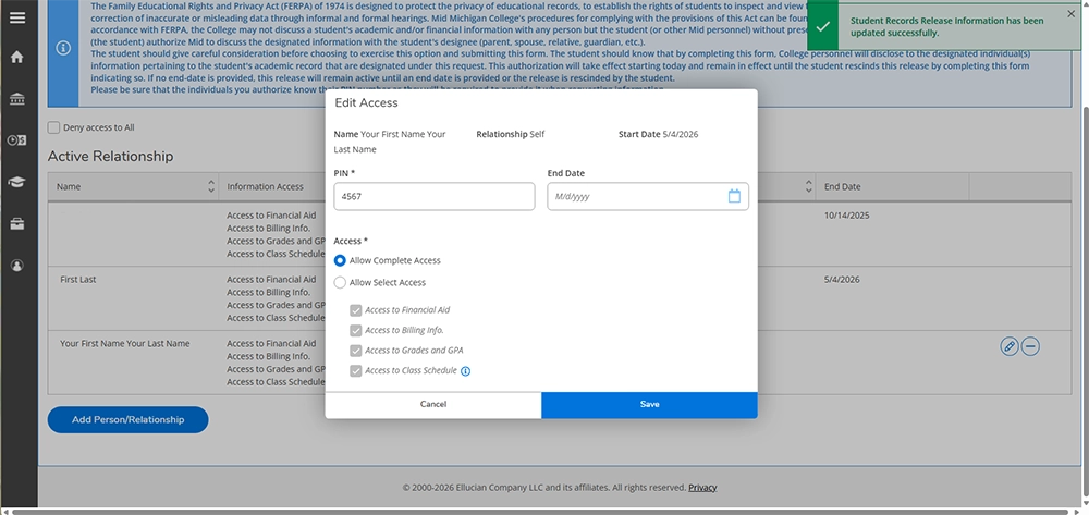 edit access or details screen v2