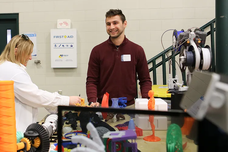 Mid student Noah Miller at the Harrison Campus Student Showcase event